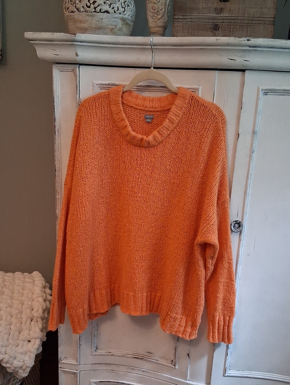 aerie Bright Orange Cozy Crewneck Sweater